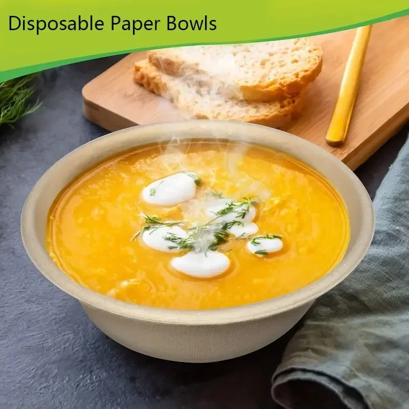 20/50PCS Disposable Paper Bowls – Eco-Friendly Serving Bowls for Soup, Ice Cream, Salad, Desserts, Oatmeal – Ideal for Family Meals, Holiday Parties, Picnics, Catering and Everyday Use