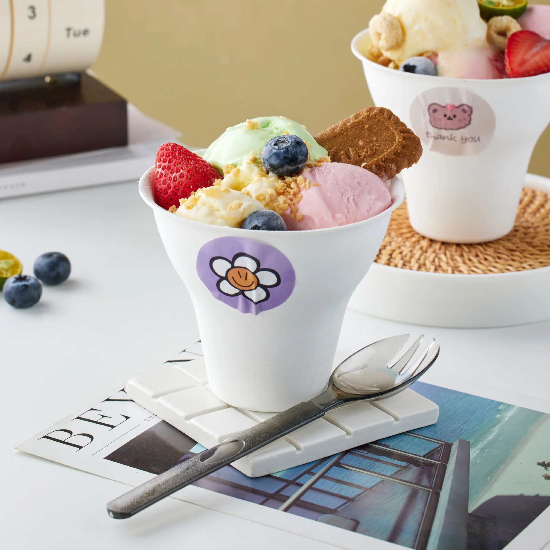 10/20/30PCS Disposable Small Paper Cups – Custom Logo Ice Cream & Tasting Cups, Ideal for Summer Dessert, Coffee, Sampling, Party, Events, Bakery, Internet Celebrity Shop & Café Use - 图片 3