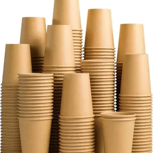 8oz Kraft Paper Cups – Disposable Hot/Cold Drinking Cups for Coffee, Water, Juice, Tea – Unbleached Eco-Friendly Paper Cups for Party, Picnic, Travel, Office, Events, and Daily Use