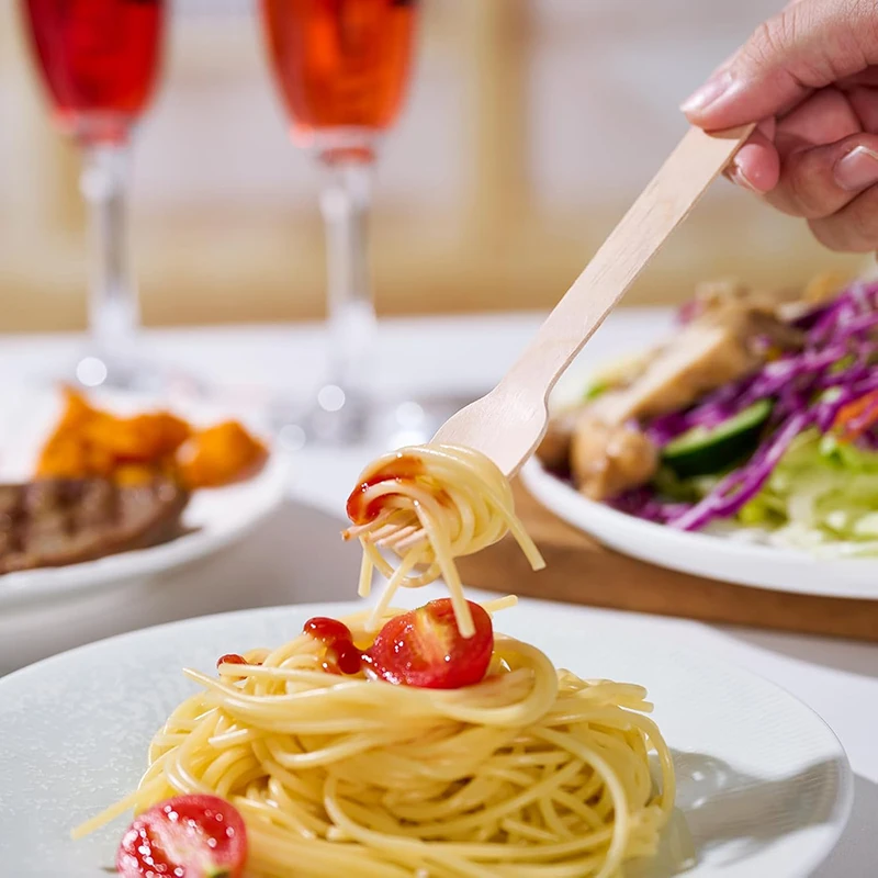 14cm Wooden Spoon and Fork Set – Premium Disposable Tableware for Wedding, Party, Picnic, Cake Tasting, Catering, Dessert, Baby Shower, Event Supplies, Eco-Friendly Biodegradable Utensils 6