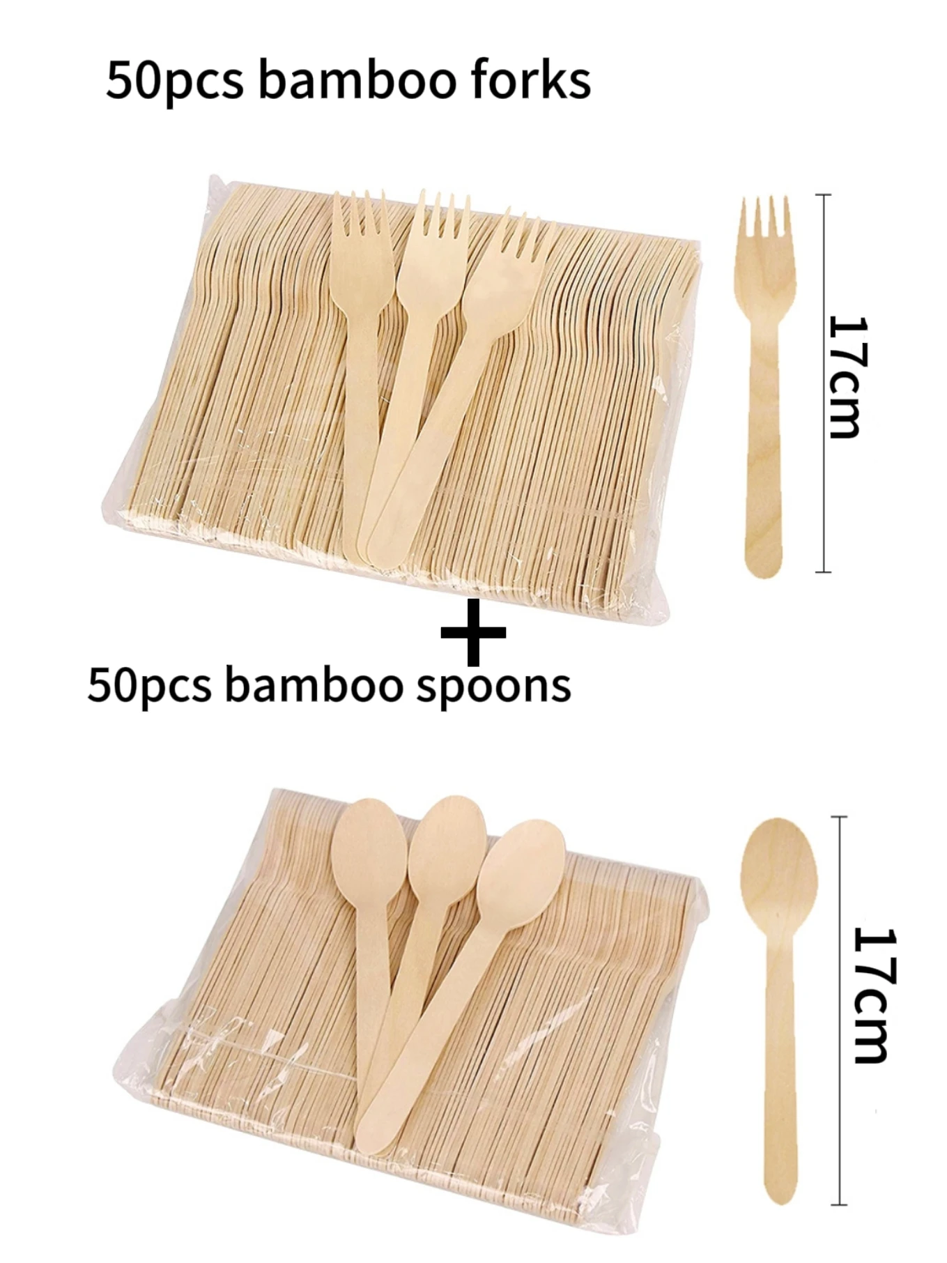 50/100PCS Natural Disposable Bamboo Tableware Set – Eco-Friendly Biodegradable Forks, Spoons, Knives – Sustainable Utensils for Party, Wedding, Picnic, Camping, Catering, and Daily Use - 图片 12