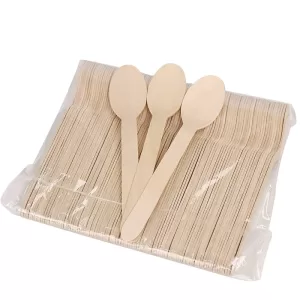 50/100PCS Natural Disposable Bamboo Tableware Set – Eco-Friendly Biodegradable Forks, Spoons, Knives – Sustainable Utensils for Party, Wedding, Picnic, Camping, Catering, and Daily Use