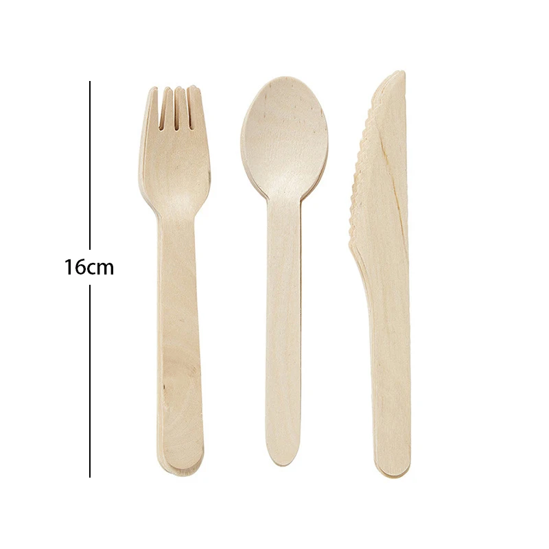 12/18PCS Disposable Wooden Cutlery Set – Includes Knife, Fork, and Spoon – Eco-Friendly Biodegradable Tableware for Birthday Party, Picnic, Camping, Wedding, Catering, and Everyday Use - 图片 2