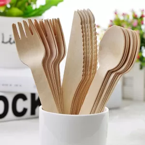 12/18PCS Disposable Wooden Cutlery Set – Includes Knife, Fork, and Spoon – Eco-Friendly Biodegradable Tableware for Birthday Party, Picnic, Camping, Wedding, Catering, and Everyday Use