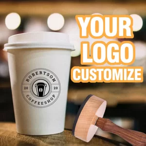 Custom Rubber Stamp for Cup – Personalized Wooden Handle Seal with Clear Logo – Ideal for Invitations, Party Decor, DIY Packaging, Scrapbooking, Bakery, and Small Business Branding
