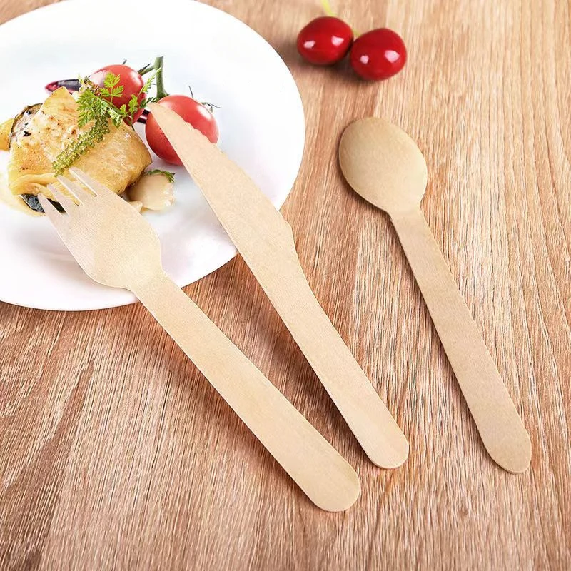 Disposable Wooden Cutlery Set – Includes Forks, Spoons, and Knives – Eco-Friendly Biodegradable Tableware for Parties, Camping, Banquets, Weddings, Picnics, Catering, and Outdoor Events - 图片 6