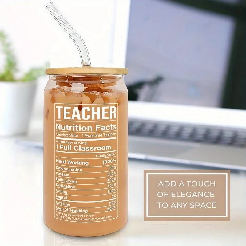 Custom 16oz Borosilicate Glass Bottle with Bamboo Lid & Straw – Personalized Reusable Drinkware for Hot & Cold Beverages – Eco-Friendly Water Cup for Travel, Gym, Office, Gift & Branding Use