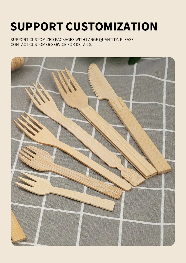 50/100PCS Natural Disposable Bamboo Tableware Set – Eco-Friendly Biodegradable Forks, Spoons, Knives – Sustainable Utensils for Party, Wedding, Picnic, Camping, Catering, and Daily Use 7