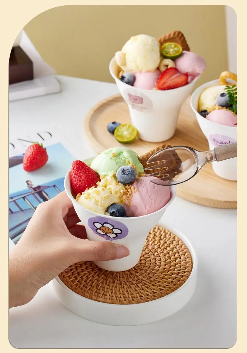 10/20/30PCS Disposable Small Paper Cups – Custom Logo Ice Cream & Tasting Cups, Ideal for Summer Dessert, Coffee, Sampling, Party, Events, Bakery, Internet Celebrity Shop & Café Use 5