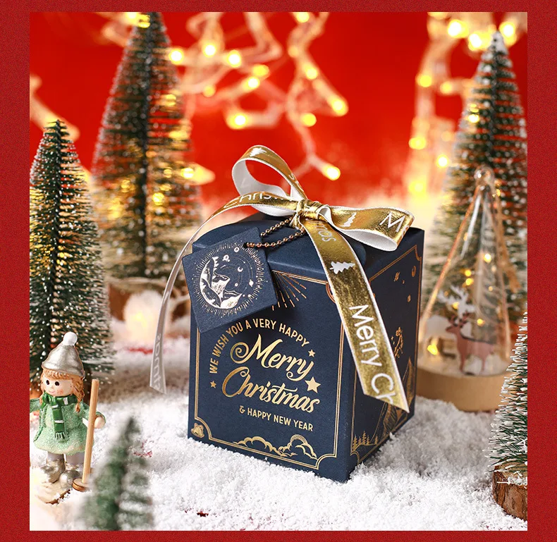 20PCS Christmas Eve Gift Packaging Boxes with Ribbon Bow – Elegant Hot Stamping Luxury Paper Boxes with Christmas Card for Holiday Presents, Party Favors, Candy, Cookies, Jewelry, and Seasonal Decorations 9