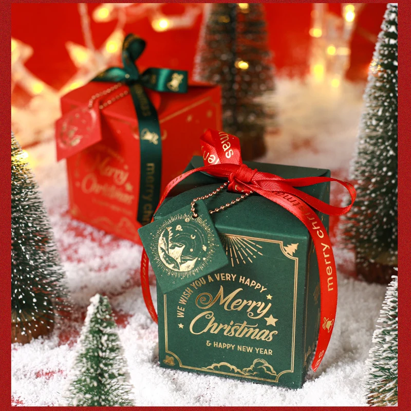20PCS Christmas Eve Gift Packaging Boxes with Ribbon Bow – Elegant Hot Stamping Luxury Paper Boxes with Christmas Card for Holiday Presents, Party Favors, Candy, Cookies, Jewelry, and Seasonal Decorations - 图片 6