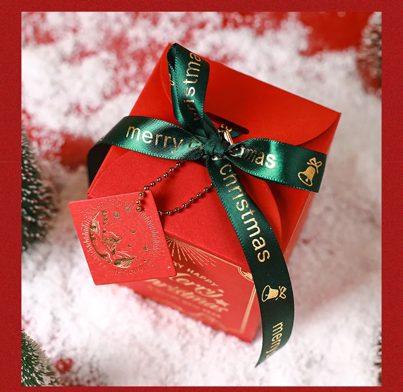 20PCS Christmas Eve Gift Packaging Boxes with Ribbon Bow – Elegant Hot Stamping Luxury Paper Boxes with Christmas Card for Holiday Presents, Party Favors, Candy, Cookies, Jewelry, and Seasonal Decorations 8