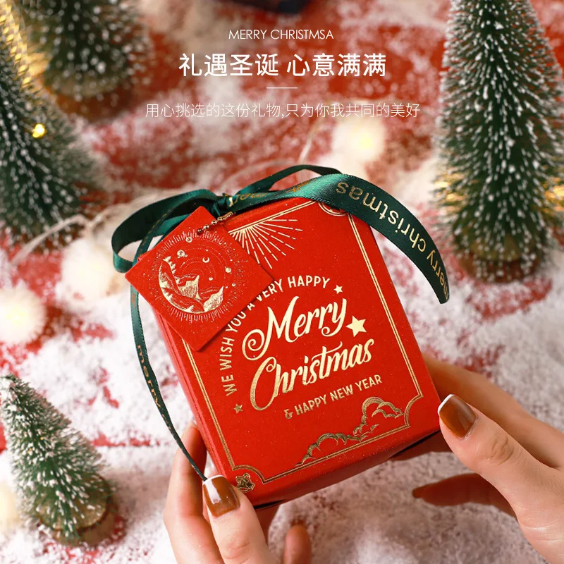 20PCS Christmas Eve Gift Packaging Boxes with Ribbon Bow – Elegant Hot Stamping Luxury Paper Boxes with Christmas Card for Holiday Presents, Party Favors, Candy, Cookies, Jewelry, and Seasonal Decorations - 图片 2