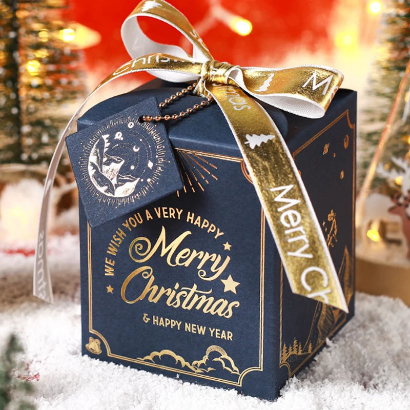 20PCS Christmas Eve Gift Packaging Boxes with Ribbon Bow – Elegant Hot Stamping Luxury Paper Boxes with Christmas Card for Holiday Presents, Party Favors, Candy, Cookies, Jewelry, and Seasonal Decorations - 图片 8