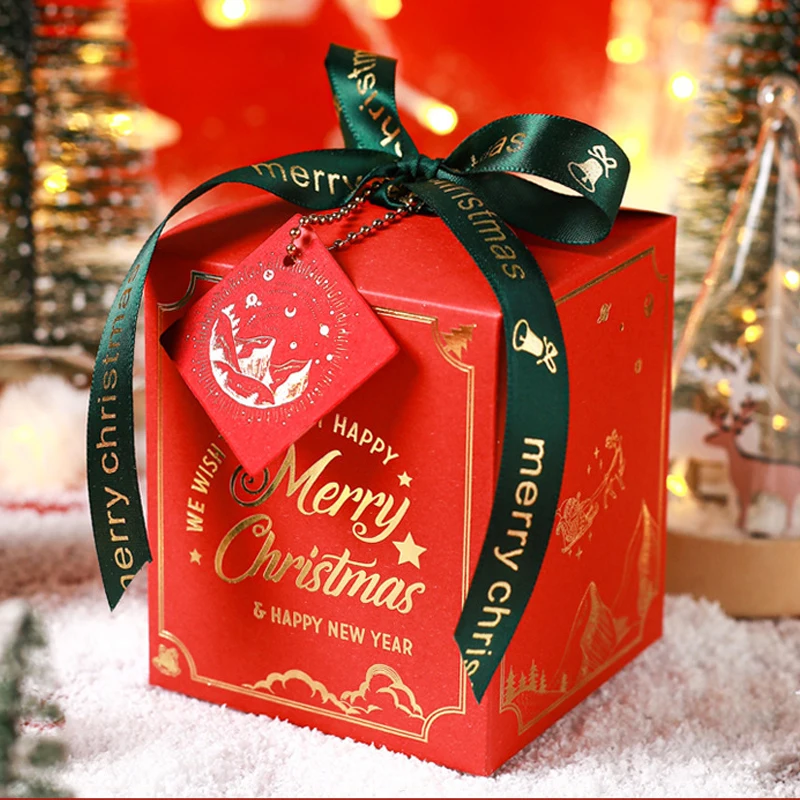 20PCS Christmas Eve Gift Packaging Boxes with Ribbon Bow – Elegant Hot Stamping Luxury Paper Boxes with Christmas Card for Holiday Presents, Party Favors, Candy, Cookies, Jewelry, and Seasonal Decorations - 图片 4