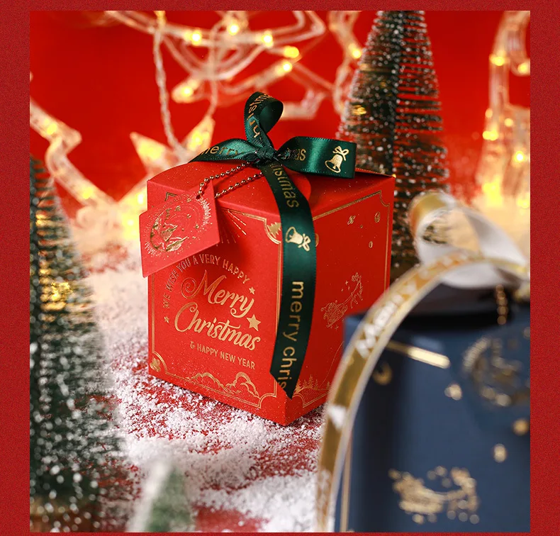 20PCS Christmas Eve Gift Packaging Boxes with Ribbon Bow – Elegant Hot Stamping Luxury Paper Boxes with Christmas Card for Holiday Presents, Party Favors, Candy, Cookies, Jewelry, and Seasonal Decorations 7