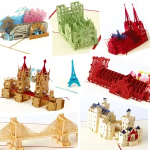 Pop-Up 3D Birthday Card for Boys, Dad & Boyfriend – World Landmark Greeting Card with Famous Tourist Attractions, Creative Pop-Up Design, Unique Keepsake, Business Invitation & Gift Idea for Travel Lovers