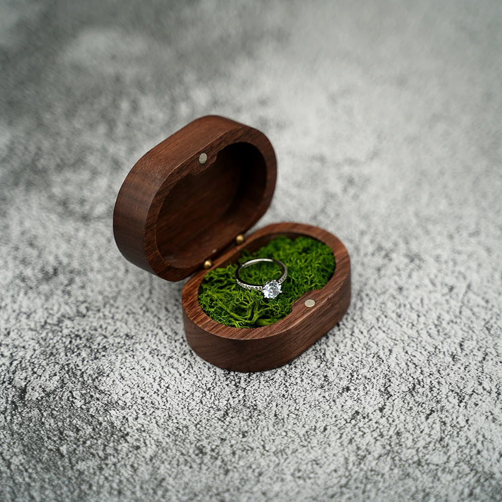 Rustic Wooden Wedding Ring Box Holder Personalized Name Date Custom Engraved Wood Box for Wedding Ceremony Valentine Engagement Anniversary Proposal Keepsake Gift Packaging 9