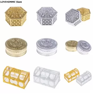 Mini Plastic Hollow Hexagon and Round Candy Boxes – Creative Vintage Wedding Chocolate Gift Cases, Treat Packaging, Party Supplies, Favor Holders, DIY Candy Containers, Elegant Event Decor