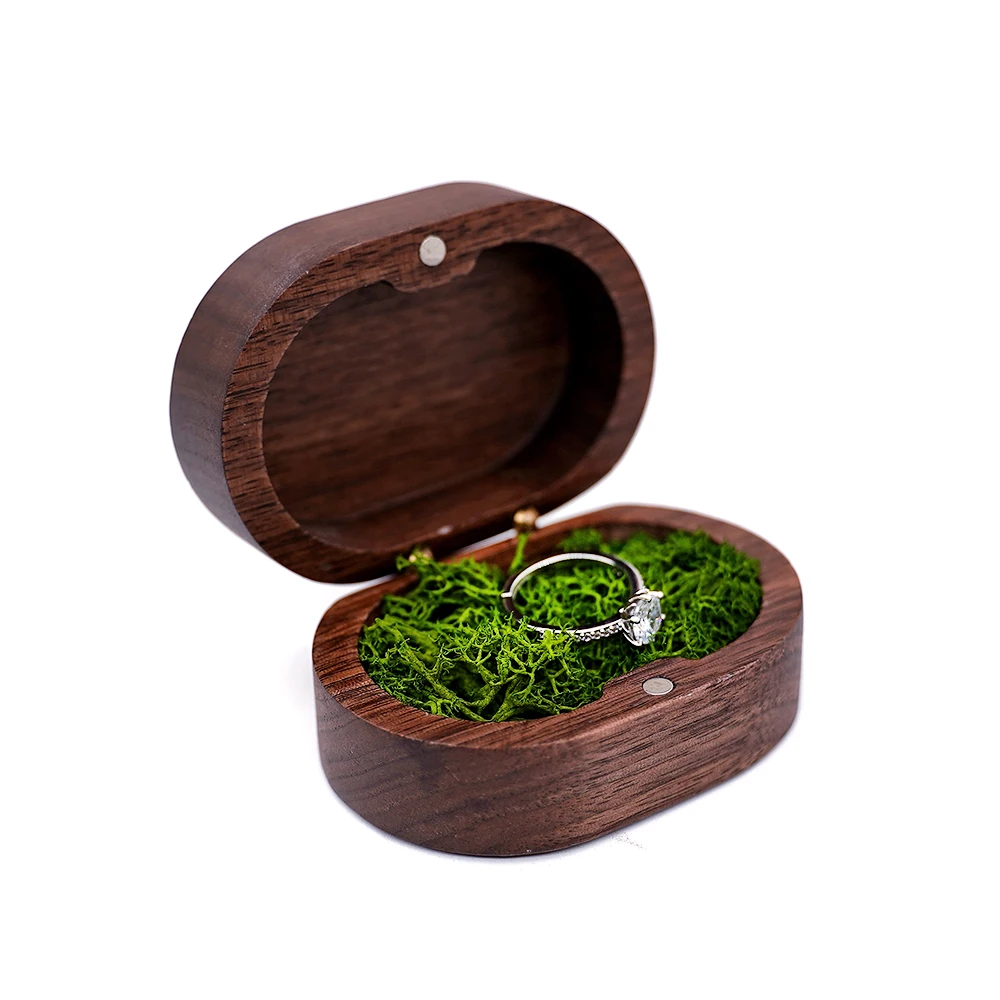 Rustic Wooden Wedding Ring Box Holder Personalized Name Date Custom Engraved Wood Box for Wedding Ceremony Valentine Engagement Anniversary Proposal Keepsake Gift Packaging 7