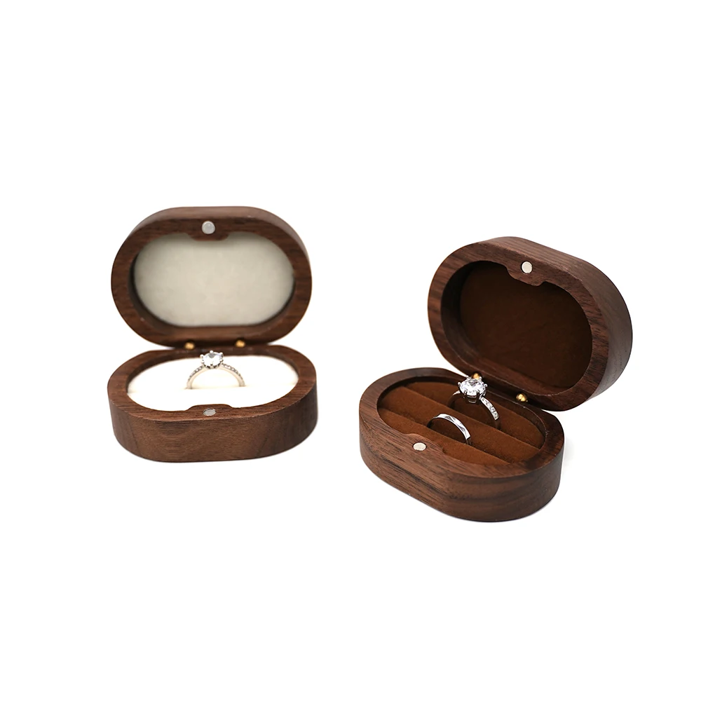 Rustic Wooden Wedding Ring Box Holder Personalized Name Date Custom Engraved Wood Box for Wedding Ceremony Valentine Engagement Anniversary Proposal Keepsake Gift Packaging 5