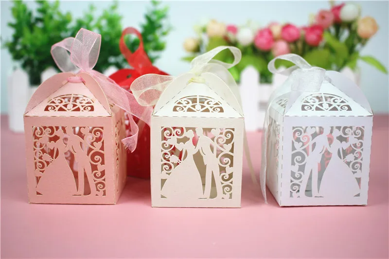 30–50pcs Laser Cut Wedding Candy Gift Boxes – Elegant Paper Packaging for Bride & Groom Favors, Baby Shower Chocolate Boxes, Cookie Holders, Guest Treat Containers for Parties, Events, Banquets