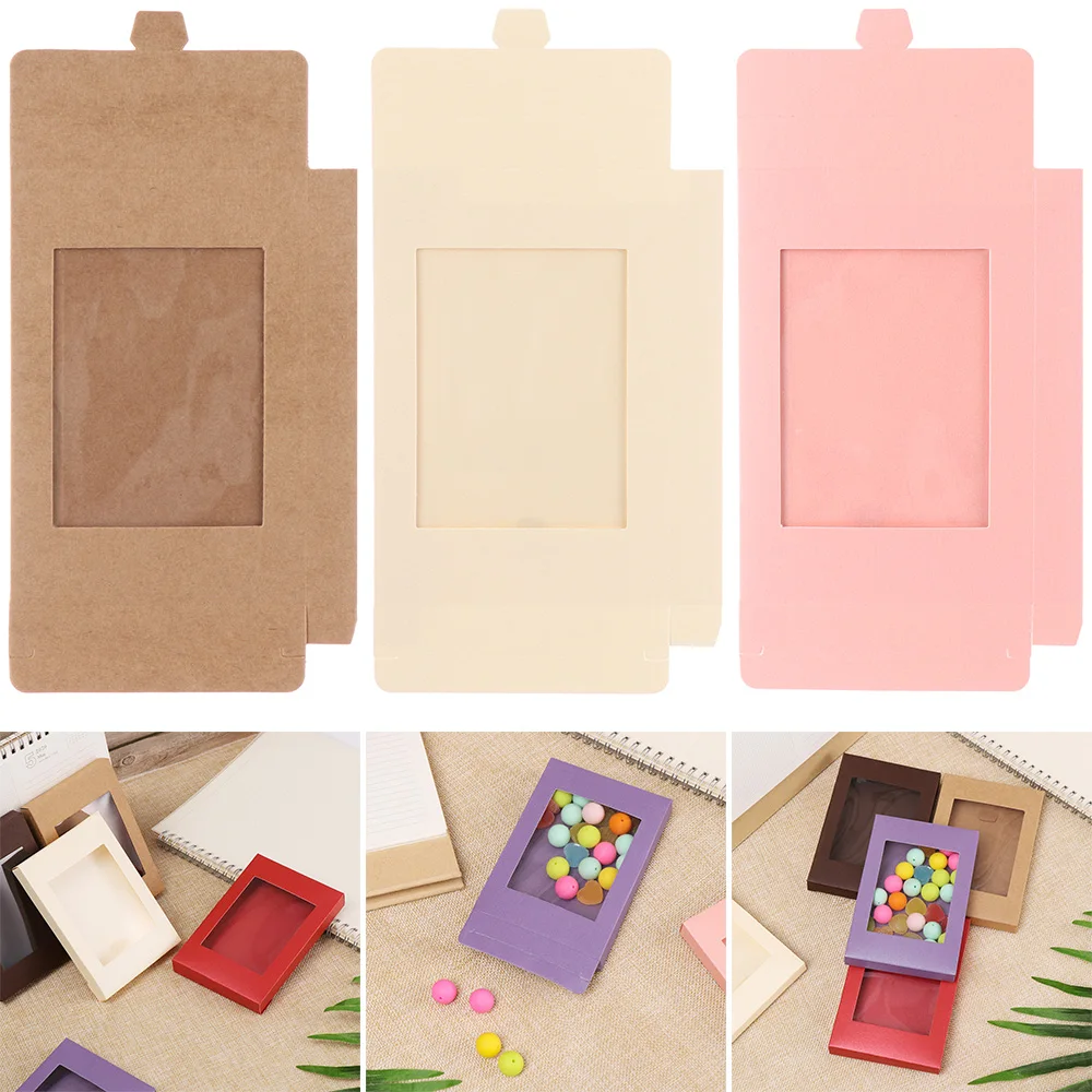 10Pcs Kraft Paper Gift Boxes with Clear PVC Window, Vintage Style Cake Packaging Boxes, Candy Cookie Wrapping Boxes, Muffin Cupcake Pastry Containers, Wedding Birthday Baby Shower Party Favor Supplies 1