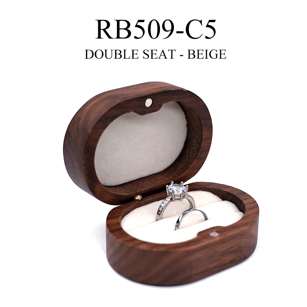 Rustic Wooden Wedding Ring Box Holder Personalized Name Date Custom Engraved Wood Box for Wedding Ceremony Valentine Engagement Anniversary Proposal Keepsake Gift Packaging - 图片 5