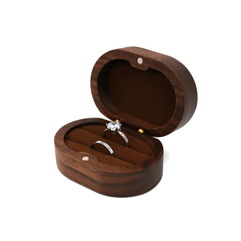 Rustic Wooden Wedding Ring Box Holder Personalized Name Date Custom Engraved Wood Box for Wedding Ceremony Valentine Engagement Anniversary Proposal Keepsake Gift Packaging 4