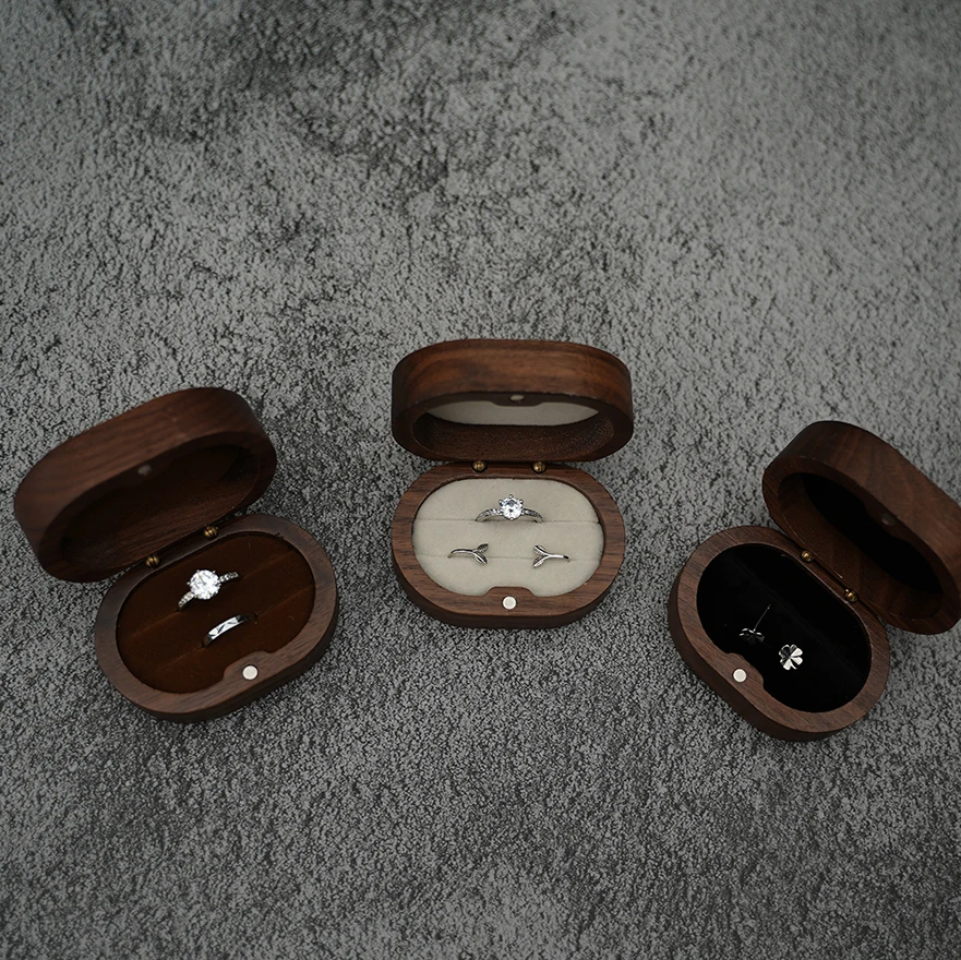 Rustic Wooden Wedding Ring Box Holder Personalized Name Date Custom Engraved Wood Box for Wedding Ceremony Valentine Engagement Anniversary Proposal Keepsake Gift Packaging 20