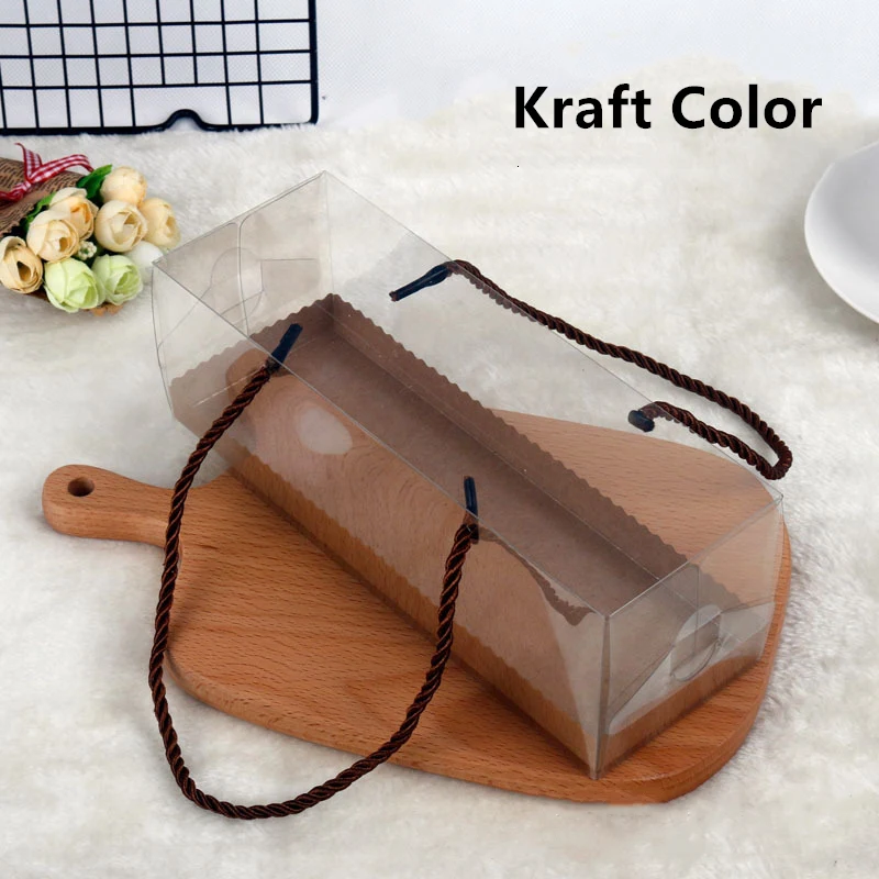 10PCS Transparent Cake Boxes with Handle, Clear Plastic Cupcake Packaging, Portable PET Roll Gift Boxes for Swiss Roll, Desserts, Pastries, Ideal for Packaging, Baking, and Gifting - 图片 10