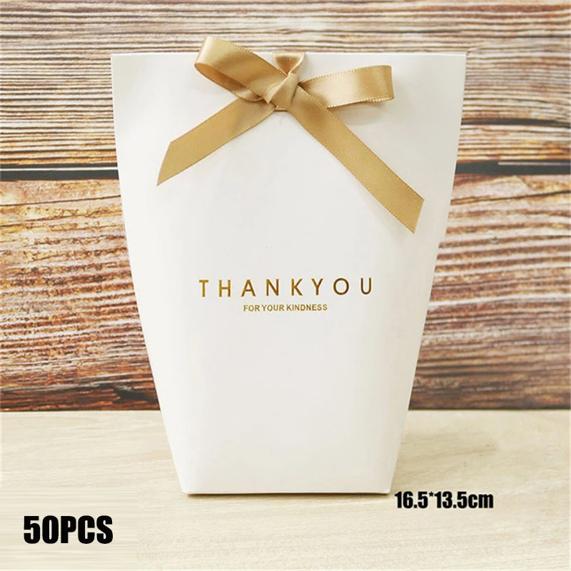 50PCS Black and White Bronzing Paper Candy Bags – Elegant French Merci Gift Boxes with Metallic Finish, Thank You Party Favor Packaging for Wedding, Birthday, Baby Shower, Anniversary, and Holiday Celebrations - 图片 21