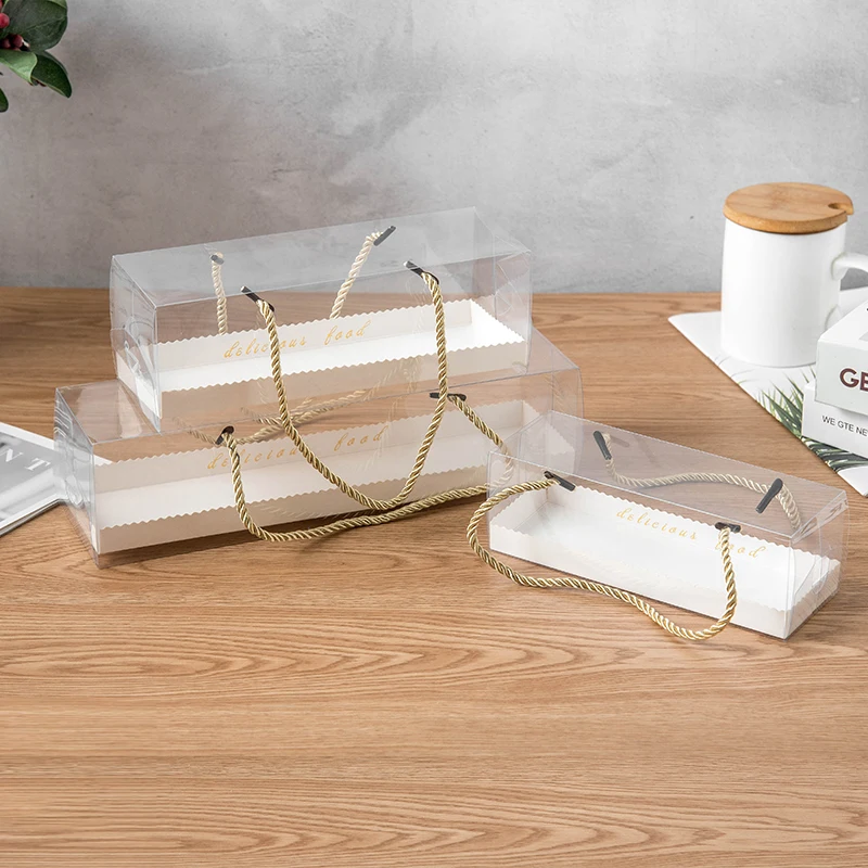 10PCS Transparent Cake Boxes with Handle, Clear Plastic Cupcake Packaging, Portable PET Roll Gift Boxes for Swiss Roll, Desserts, Pastries, Ideal for Packaging, Baking, and Gifting - 图片 6