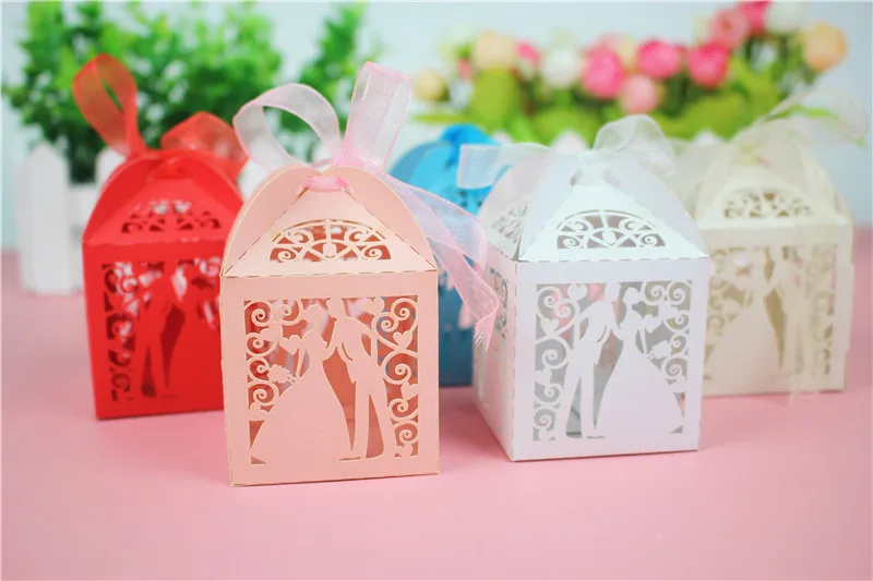 30–50pcs Laser Cut Wedding Candy Gift Boxes – Elegant Paper Packaging for Bride & Groom Favors, Baby Shower Chocolate Boxes, Cookie Holders, Guest Treat Containers for Parties, Events, Banquets