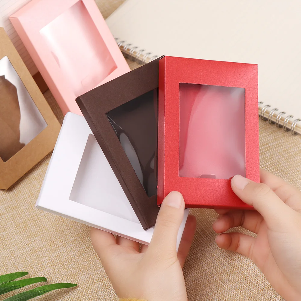 10Pcs Kraft Paper Gift Boxes with Clear PVC Window, Vintage Style Cake Packaging Boxes, Candy Cookie Wrapping Boxes, Muffin Cupcake Pastry Containers, Wedding Birthday Baby Shower Party Favor Supplies 8
