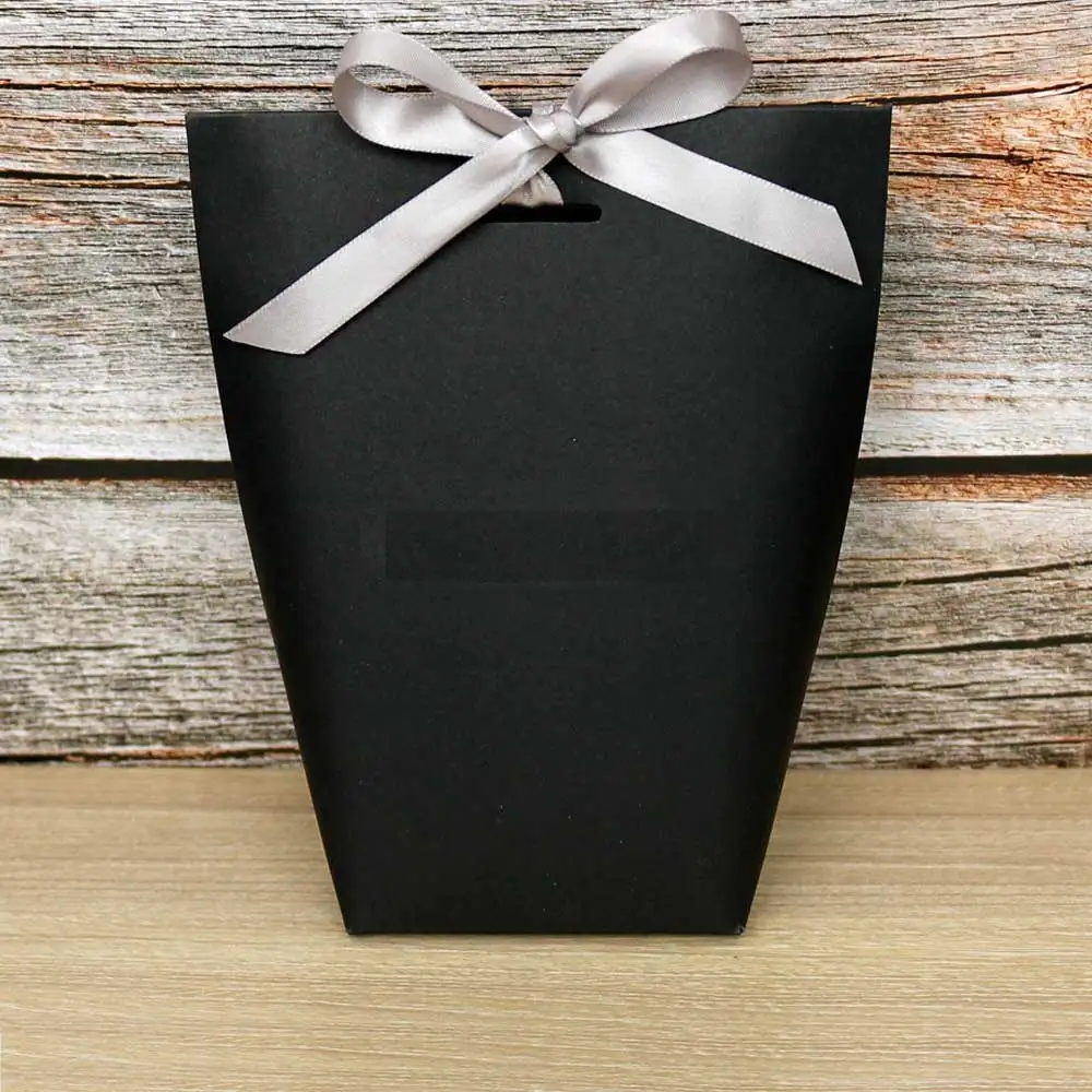 50PCS Black and White Bronzing Paper Candy Bags – Elegant French Merci Gift Boxes with Metallic Finish, Thank You Party Favor Packaging for Wedding, Birthday, Baby Shower, Anniversary, and Holiday Celebrations