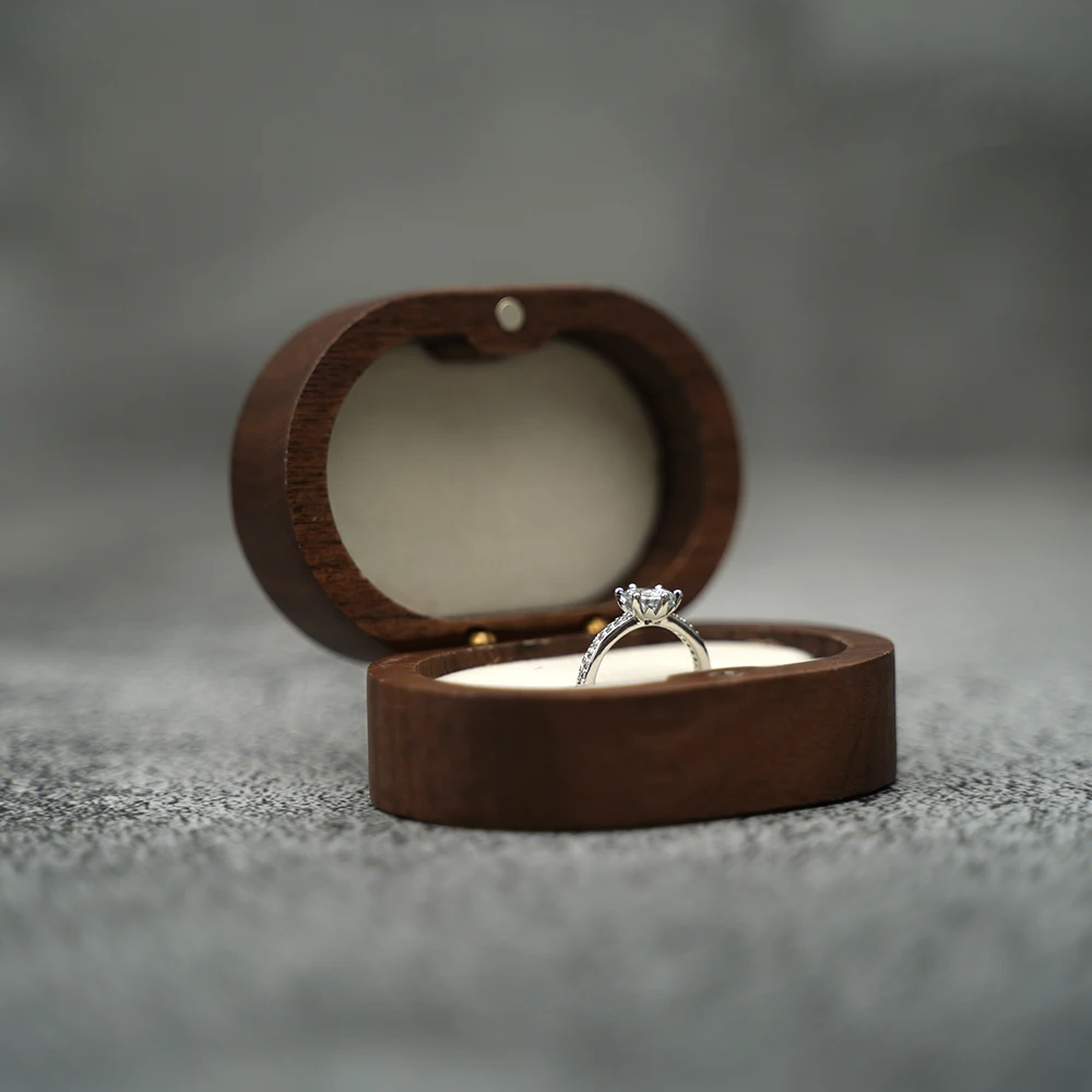 Rustic Wooden Wedding Ring Box Holder Personalized Name Date Custom Engraved Wood Box for Wedding Ceremony Valentine Engagement Anniversary Proposal Keepsake Gift Packaging 14