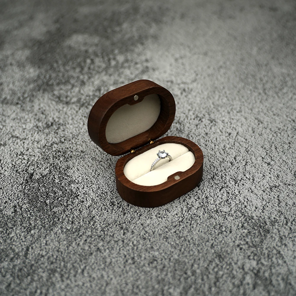 Rustic Wooden Wedding Ring Box Holder Personalized Name Date Custom Engraved Wood Box for Wedding Ceremony Valentine Engagement Anniversary Proposal Keepsake Gift Packaging 15