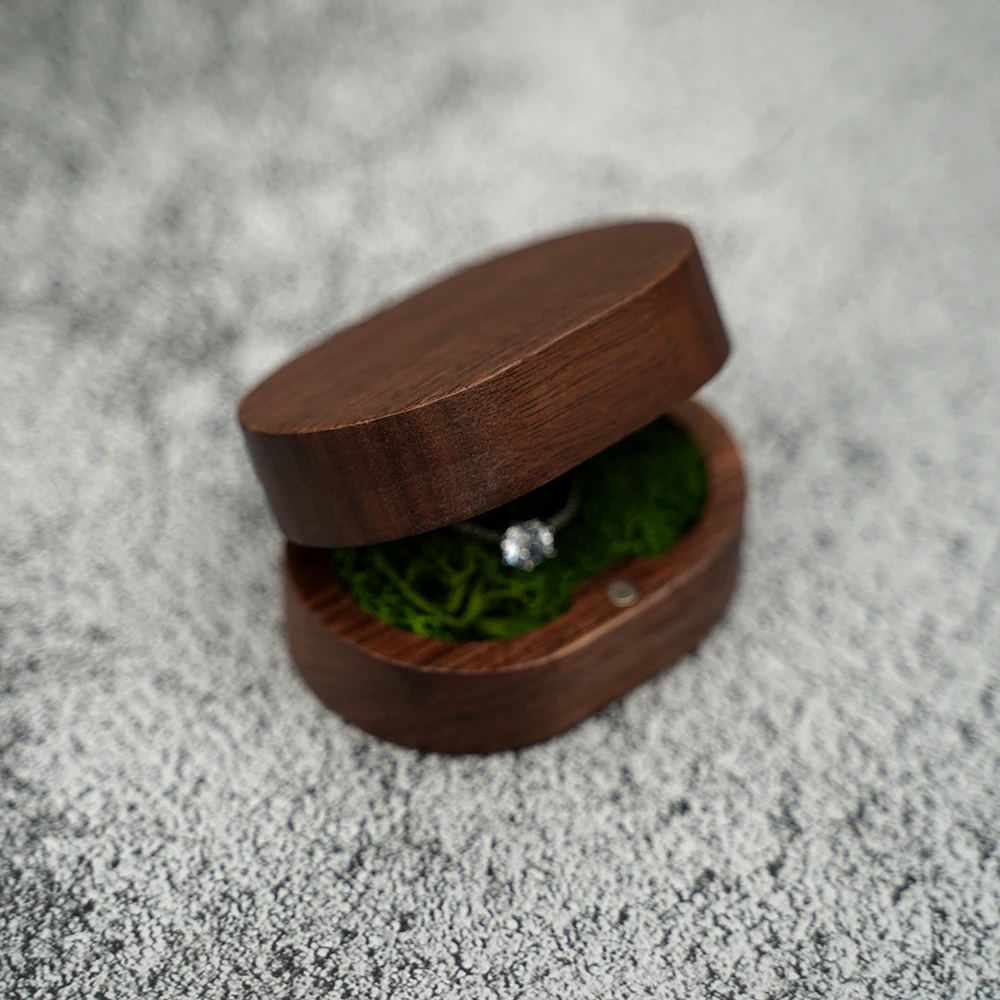 Rustic Wooden Wedding Ring Box Holder Personalized Name Date Custom Engraved Wood Box for Wedding Ceremony Valentine Engagement Anniversary Proposal Keepsake Gift Packaging 11