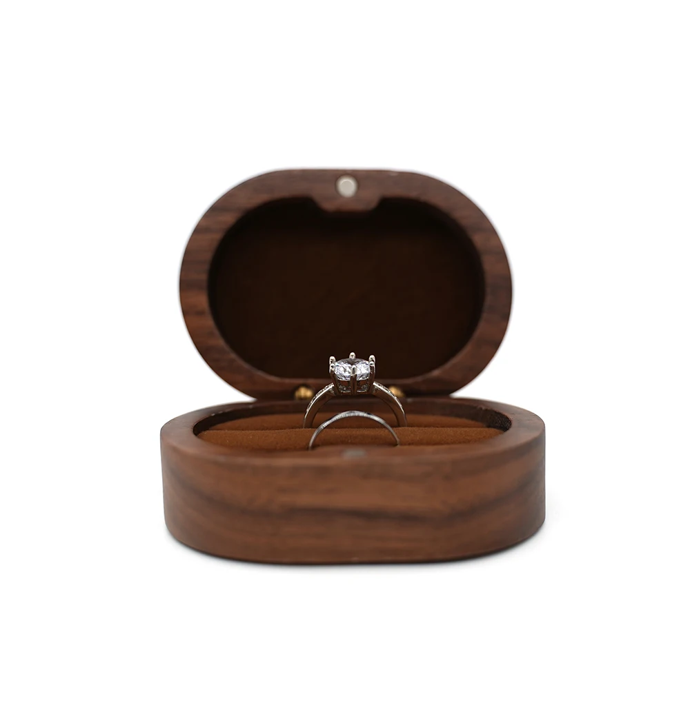 Rustic Wooden Wedding Ring Box Holder Personalized Name Date Custom Engraved Wood Box for Wedding Ceremony Valentine Engagement Anniversary Proposal Keepsake Gift Packaging 3