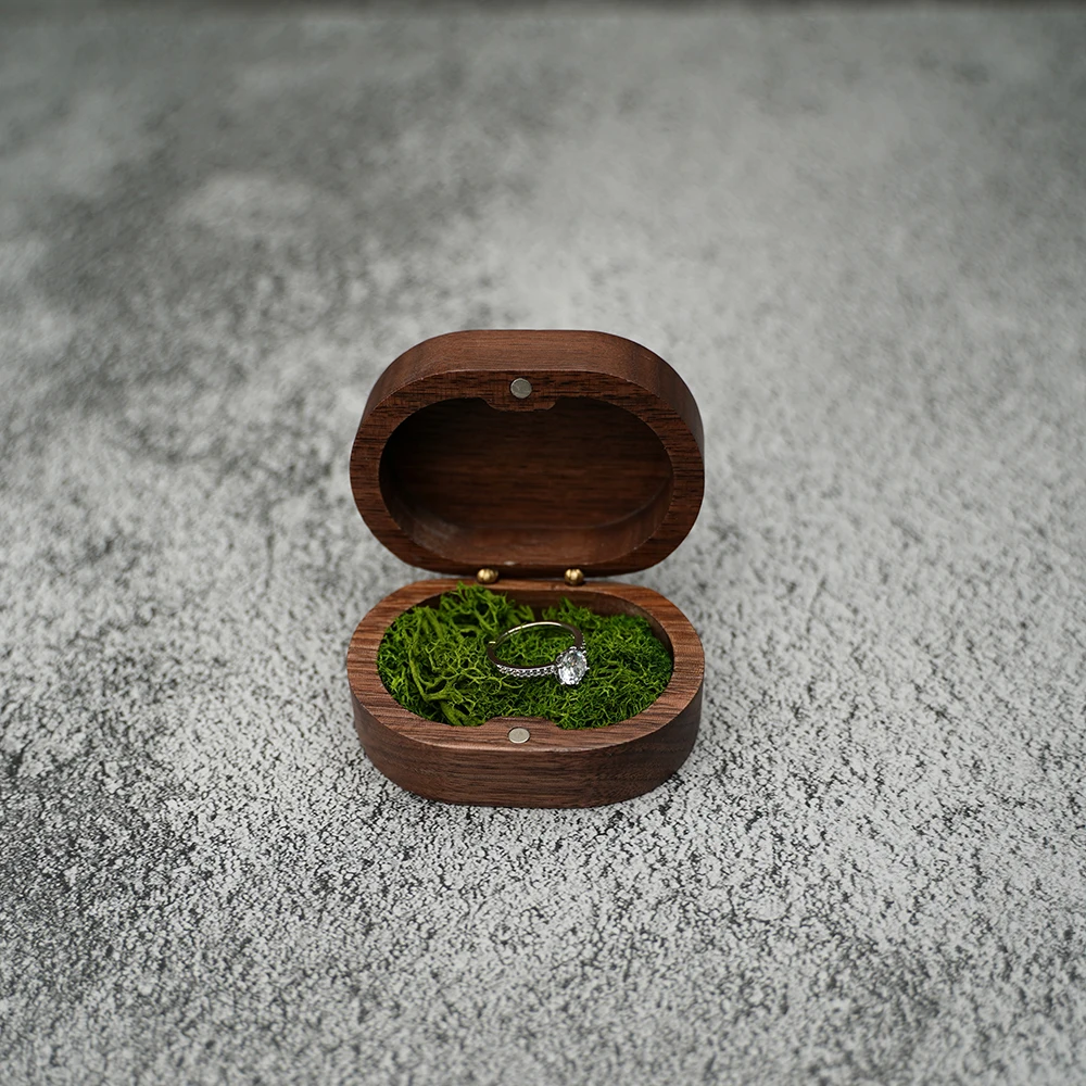 Rustic Wooden Wedding Ring Box Holder Personalized Name Date Custom Engraved Wood Box for Wedding Ceremony Valentine Engagement Anniversary Proposal Keepsake Gift Packaging 13