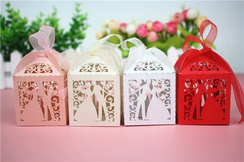 30–50pcs Laser Cut Wedding Candy Gift Boxes – Elegant Paper Packaging for Bride & Groom Favors, Baby Shower Chocolate Boxes, Cookie Holders, Guest Treat Containers for Parties, Events, Banquets