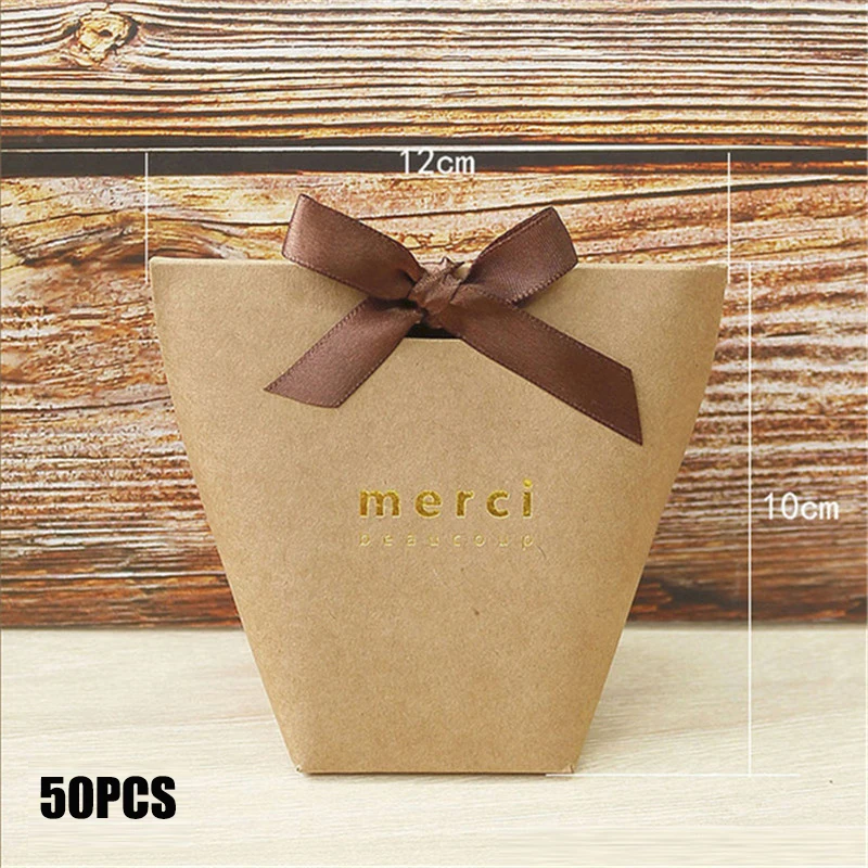 50PCS Black and White Bronzing Paper Candy Bags – Elegant French Merci Gift Boxes with Metallic Finish, Thank You Party Favor Packaging for Wedding, Birthday, Baby Shower, Anniversary, and Holiday Celebrations - 图片 16