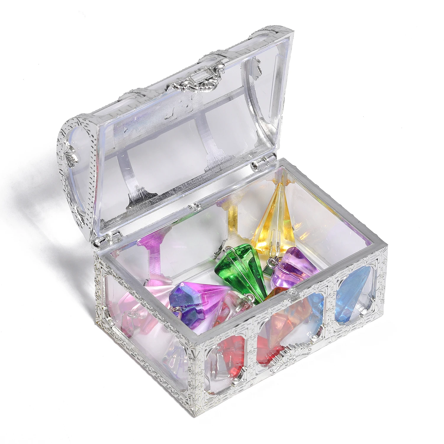 1Pc Vintage Transparent Pirate Treasure Chest – Storage Organizer Box for Crystals, Gems, Jewelry, Earrings, and Small Collectibles, Plastic Treasure Box for Creative Crafting, Display, and Decorative Storage 28