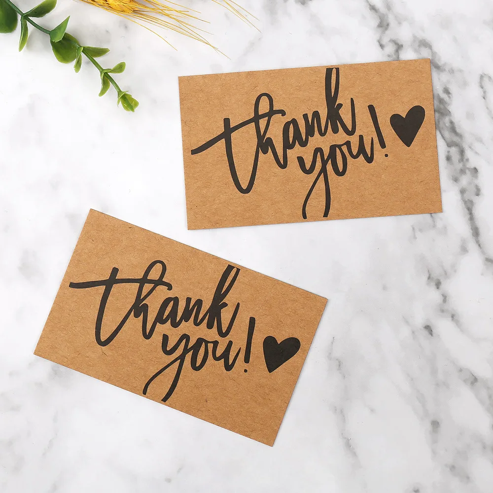 50PCS Kraft Paper Thank You Cards – Blank Greeting Cards for Kids Birthday, Baby Shower, Wedding, Party Favor, DIY Craft Decoration, Gift Message Postcards, Appreciation Notes, Personalized Thank You Gift Inserts