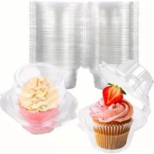 20/50Pcs Individual Cupcake Boxes Clear Muffin Cake Dessert Holders with Dome Lids, Transparent Pastry Containers for Birthday Party Wedding Favor Gift Packaging and Event Decoration Supplies