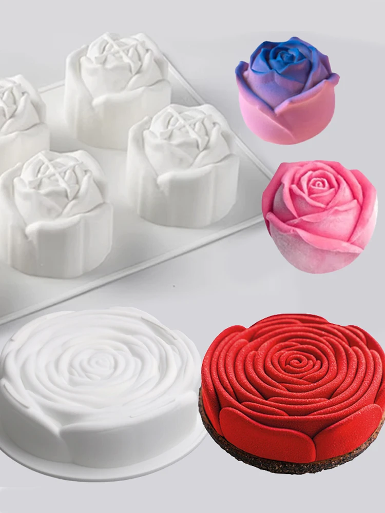 Valentine’s Day Rose Silicone Cake Mold – Non-Stick Mousse Pastry Mold for Baking, Easy Release Fondant Chocolate Candy Mould, Romantic Dessert Decorating Tools for Wedding, Party, Anniversary, Gift