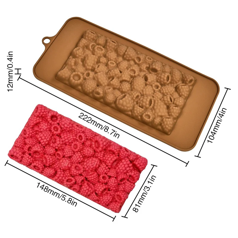 Flower Raspberry Cherry Silicone Mold for Chocolate Chunks Candy Baking Tools Kids DIY Chocolate Fondant Mould Cake Cupcake Pastry Dessert Decoration Baking Supplies Kitchen Craft Tray