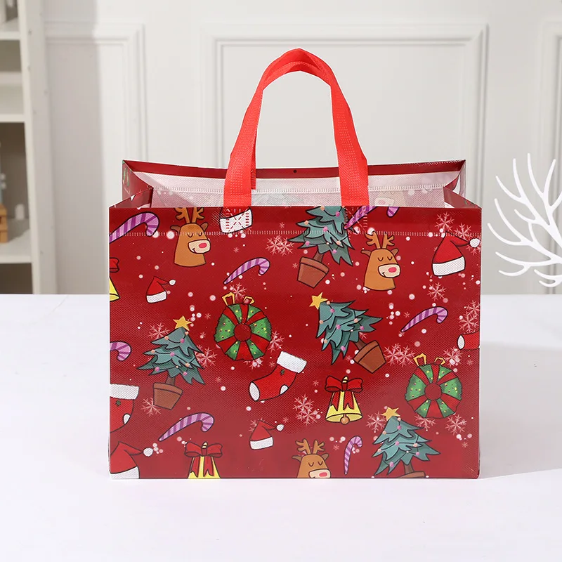 New Plaid Christmas Candy Gift Bags | Cute Santa Claus & Snowman Pattern Non-Woven Handbag | Waterproof Reusable Holiday Gift Packaging Tote for Xmas Party Supplies Decorations - 图片 26