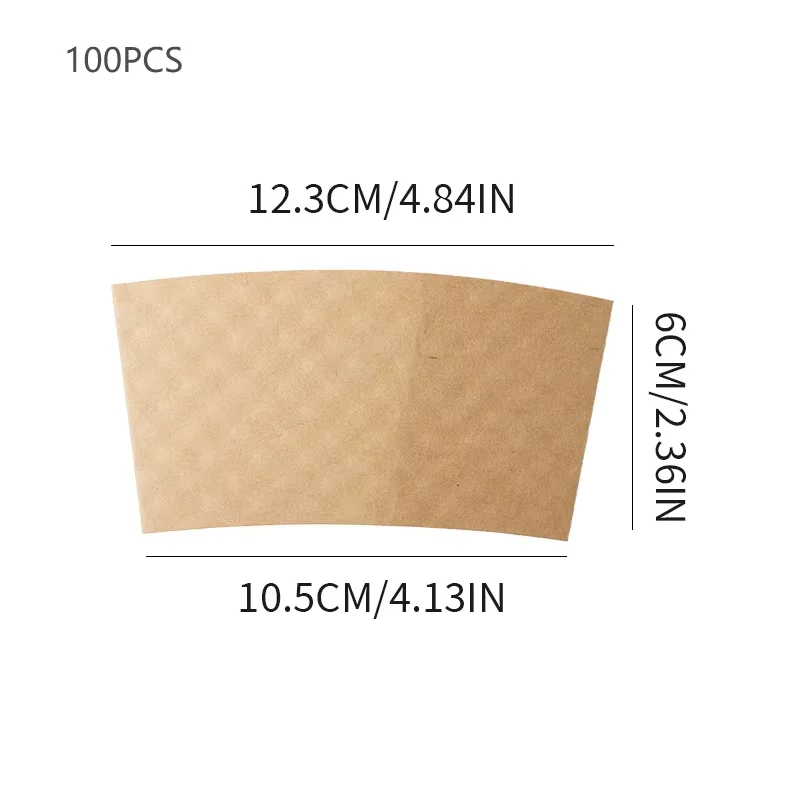 50/100Pcs Brown Coffee Cup Sleeves Kraft Corrugated Paper Heat Insulation Cardboard Holder Disposable Cup Covers for Hot Drinks Tea Coffee Beverage Shop Takeaway Party Accessories - 图片 7